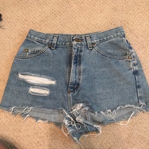 LL Bean high rise jean shorts